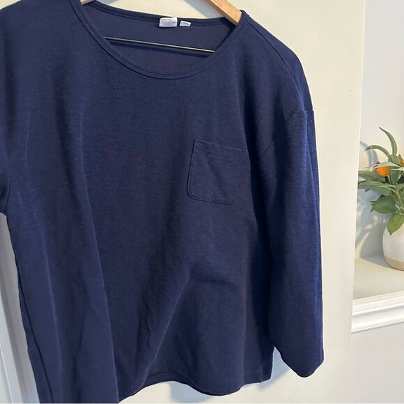GAP Navy Blue Ribbed Crewneck Knit Long Sleeve Top Large - Picture 7 of 9